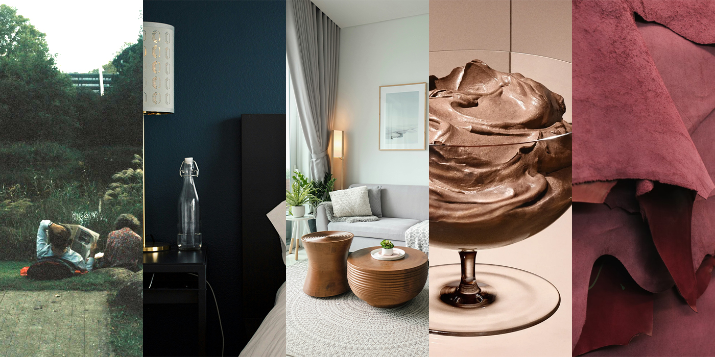 A collage of images of paint trends and colour.